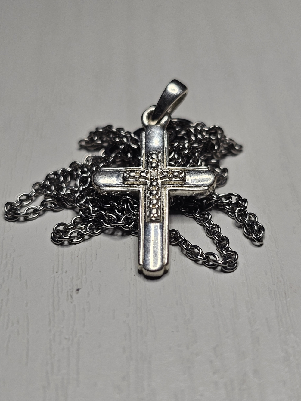 Diamond Accent Cross Pendant In Sterling Silver